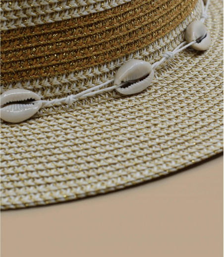 Fedora shiny melange linen gold Seeberger